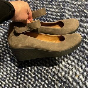 Clark’s soft suede shoes.